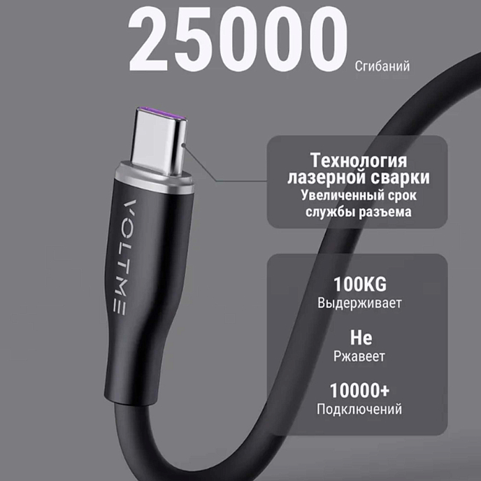 Кабель VOLTME PowerLink Moss CTC USB-C - USB-C 1.8m Grey - рис.6