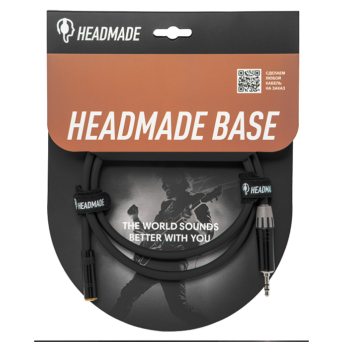 Кабель HeadMade Base 3.5-f - 3.5-m Black 1m - рис.0