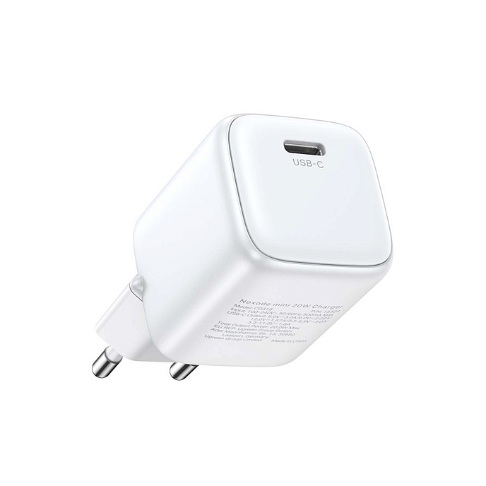 Сетевое зарядное устройство Ugreen CD318 20W USB-C PD GaN White - рис.1