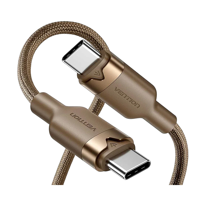 Кабель Vention USB 2.0 USB-C - USB-C 3A PD60W Braided Bronze 1m - рис.1