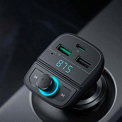 Автомобильное зарядное устройство Ugreen CD229 (80910) FM/Bluetooth/Transmitter/Car Charger /TF Slot black автомобильное зарядное устройство c fm-передатчиком/bluetooth_OpenBox