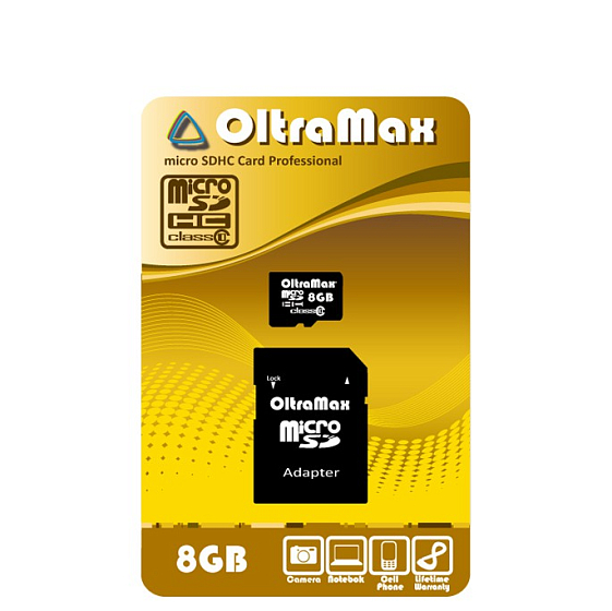 Карта памяти OltraMax 8GB microSDHC Class10 Adaptor - рис.0