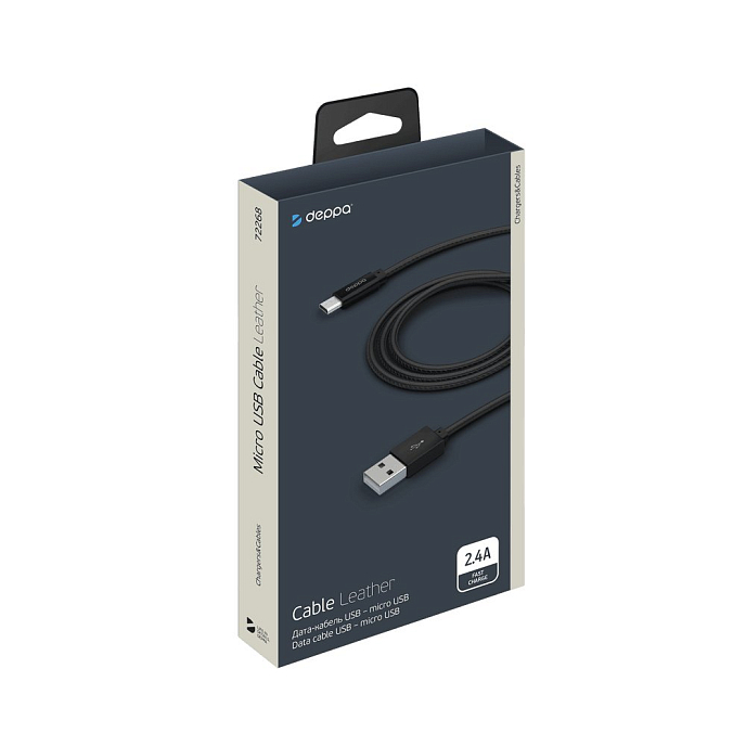 Кабель Deppa Leather USB - microUSB Black 1.2 m - рис.1