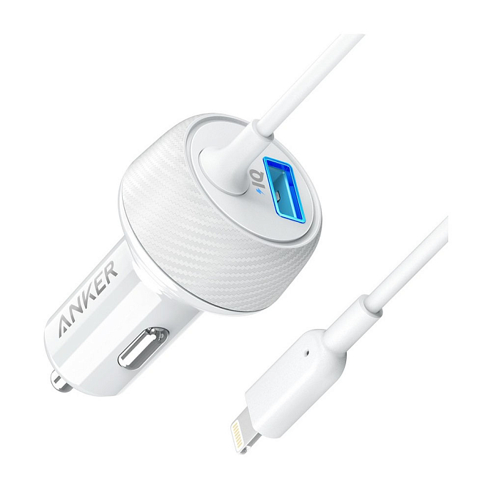 Автомобильное зарядное устройство Anker PowerDrive 2 Elite with Lightning Connector White - рис.0