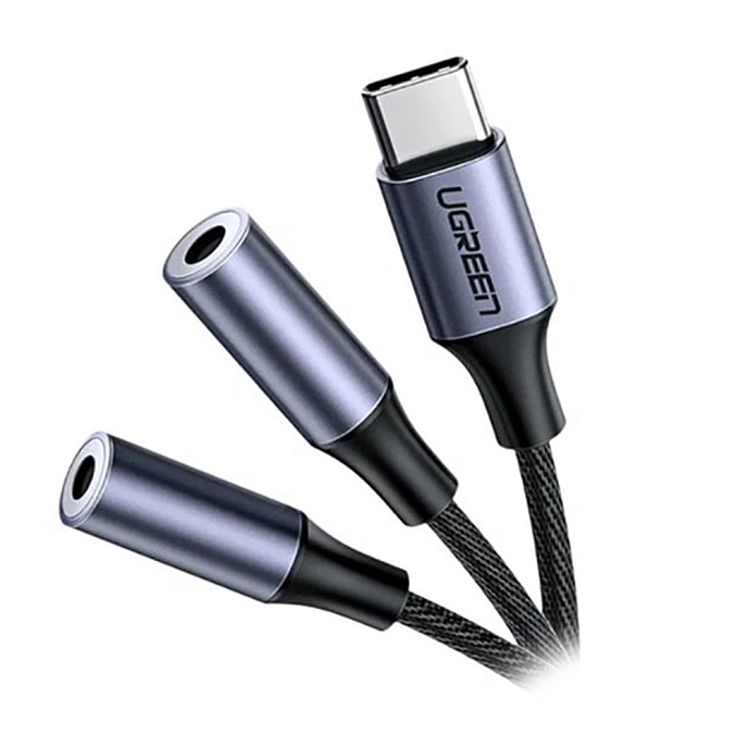 Кабель Ugreen AV144 (30732) USB Type C Male to 2*3.5mm Female grey кабель разветвитель 25сm_OpenBox - рис.2