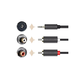Кабель Ugreen AV102 Jack 3.5mm - 2RCA Grey 5m