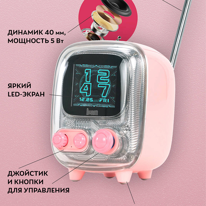 Портативная колонка Divoom Tiivoo 2 Pink - рис.2