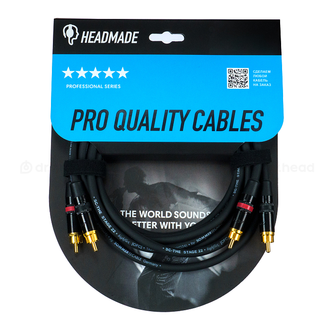 Кабель HeadMade Pro 2RCA - 2RCA Black 1.5m - рис.0