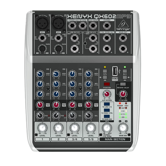 Микшерный пульт Behringer Xenyx QX602MP3 Black Silver - рис.0