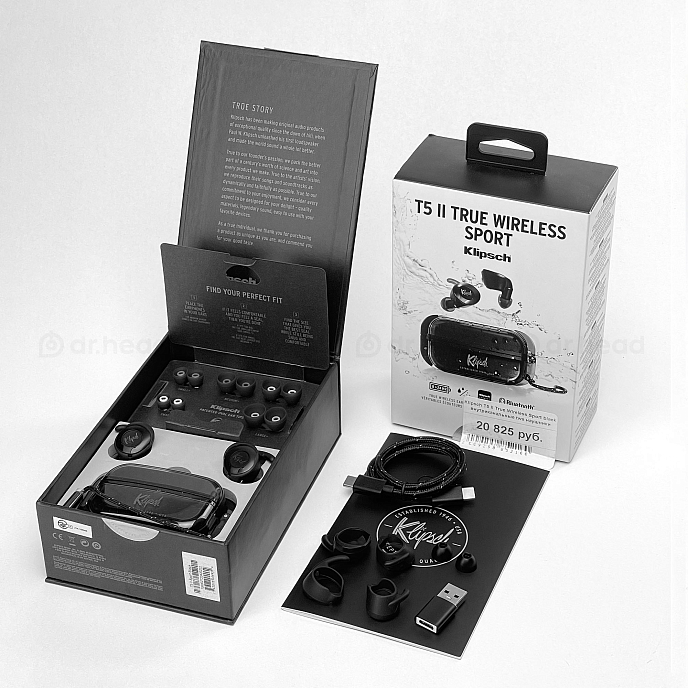 Беспроводные наушники Klipsch T5 II True Wireless Sport black внутриканальные tws наушники_УЦ7 - рис.1