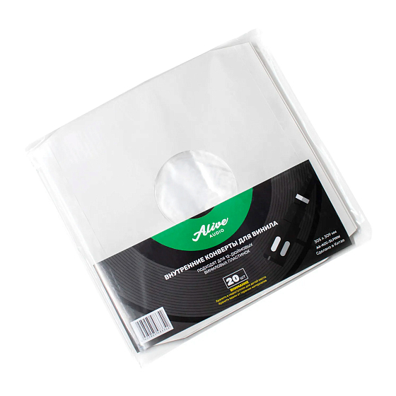 Конверт для пластинок внутренний Alive Audio AA-ACC-SLPINW white конверты для 12 пластинок бумажные антистатические внутренние (20 шт.) - рис.0