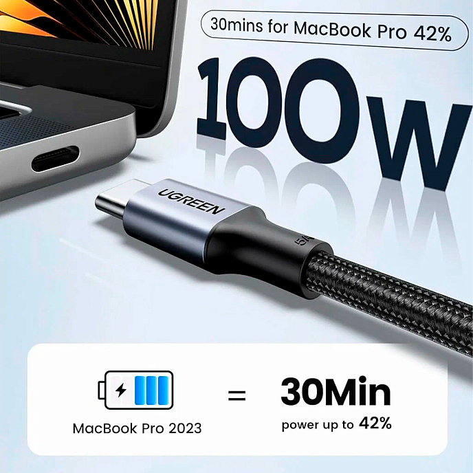 Кабель UGREEN US316 Cable Grey 0.25m - рис.3